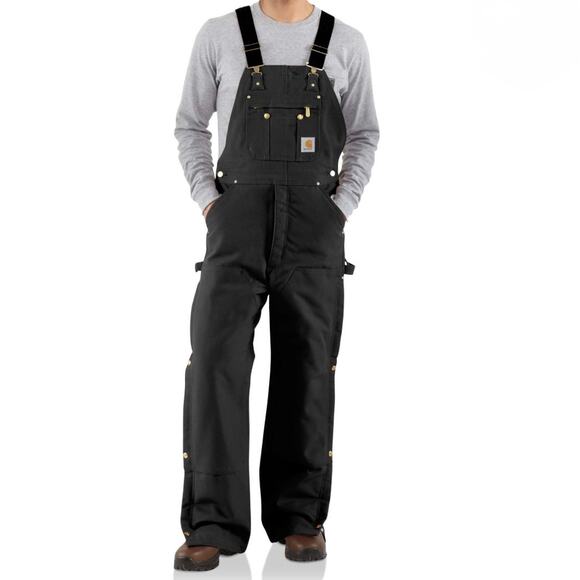 Carhartt Other - Carhartt Quilt-Lined Bib Overalls Duck Zip-to-Thigh #R41 Utility Black Men 44x32